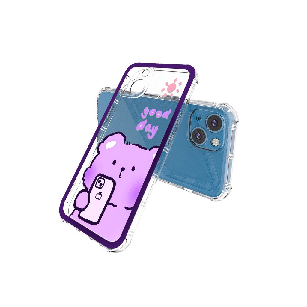 ốp lưng trong suốt chống sốc good day viền vuông cho iphone 13 12 11 pro max mini x r s max 6 s 7 8 plus