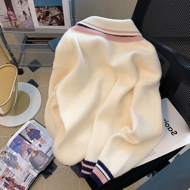 Áo sweater Giả Hai Lớp Mềm Mại Thời Trang Thu Đông Phong Cách retro Cho Nữ