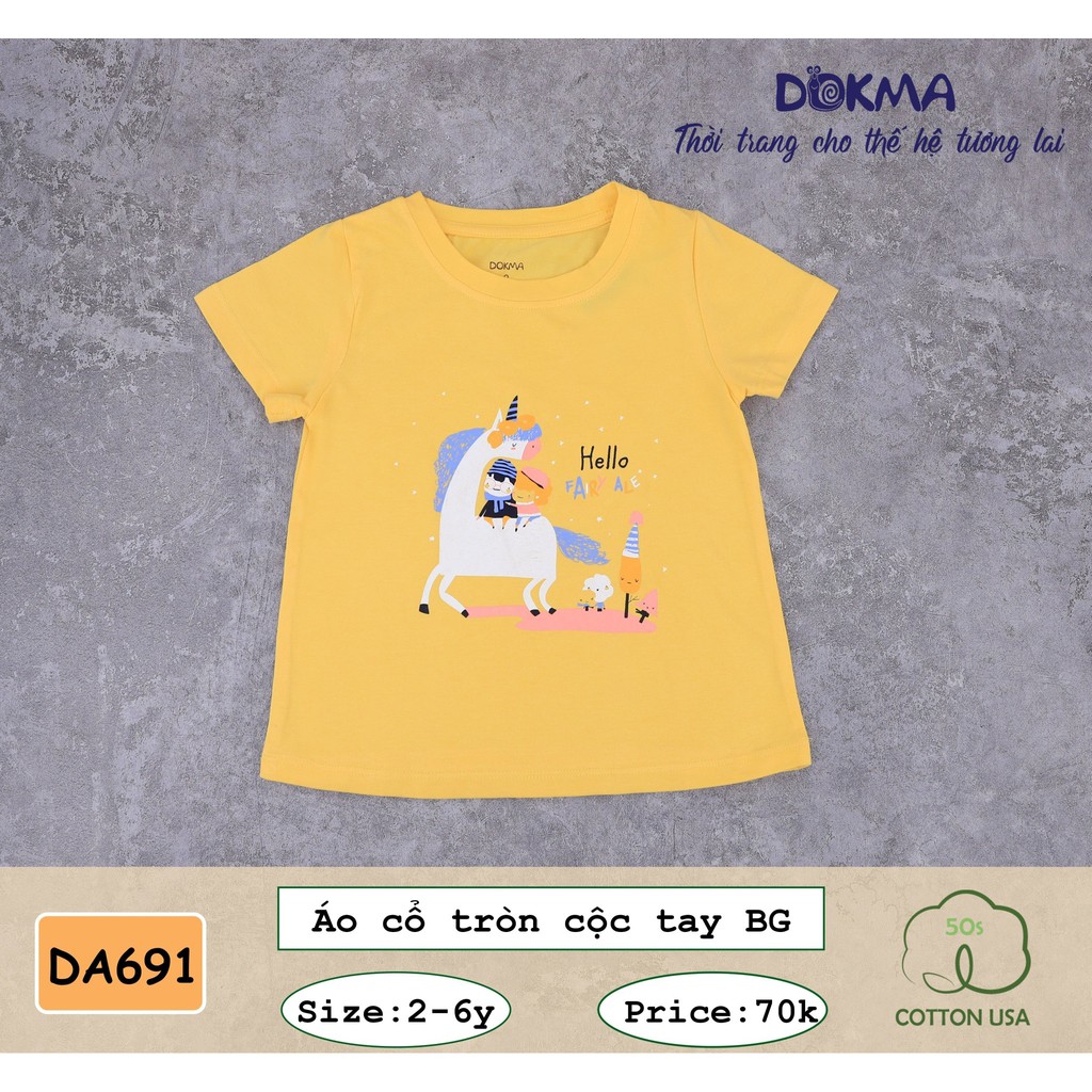 DA691 Áo cổ tròn cộc tay bé gái Dokma (2-6T)