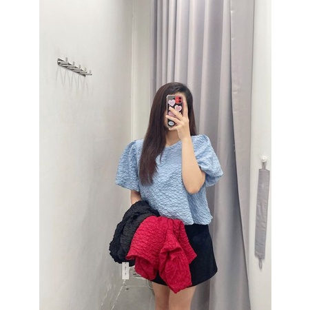 Áo tay phồng vải nhún