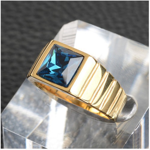 Nhẫn Nam Đính Đá Nhân Tạo Titan Ko Đen TT 3498