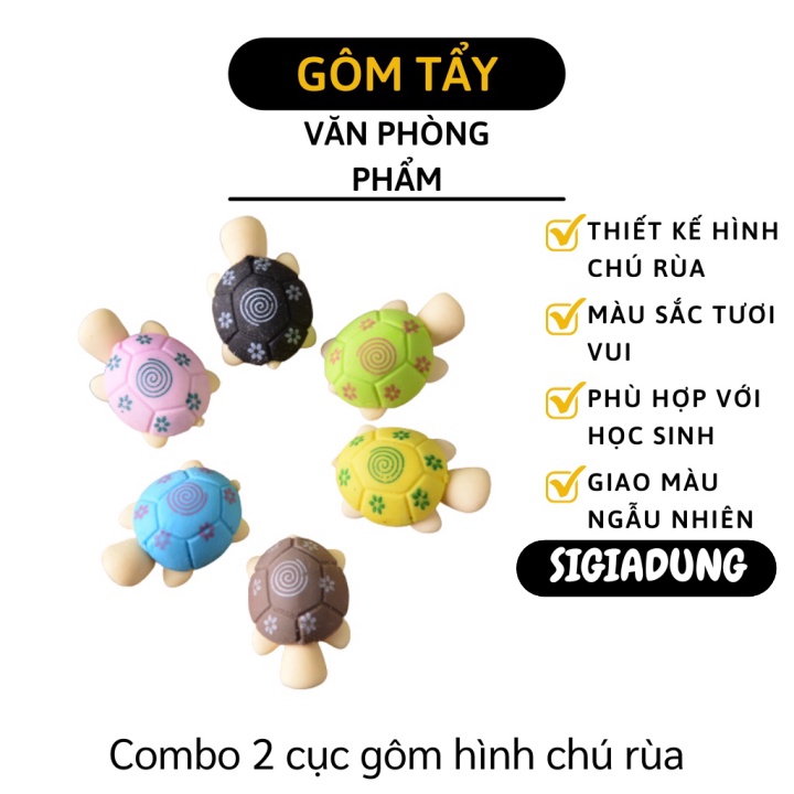 [SGD] Gôm Tẩy Cute - Combo Cục Gôm Tẩy Bút Chì Hình Chú Rùa Nhiều Màu Cho Bé 8233