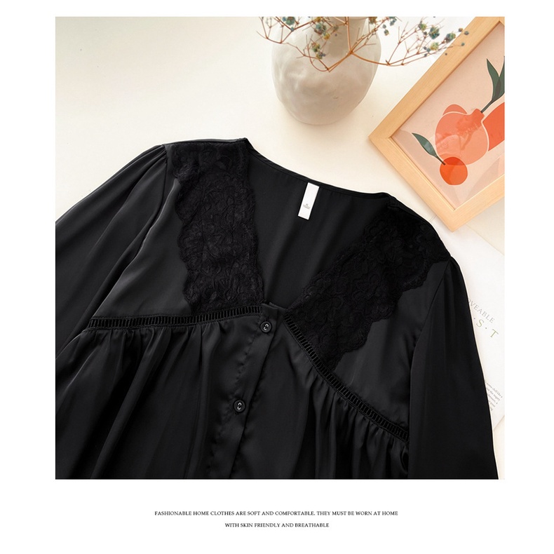 Bộ Đồ Ngủ Dài Tay Bằng Lụa Mỏng Phối Ren Mẫu Mới 2022