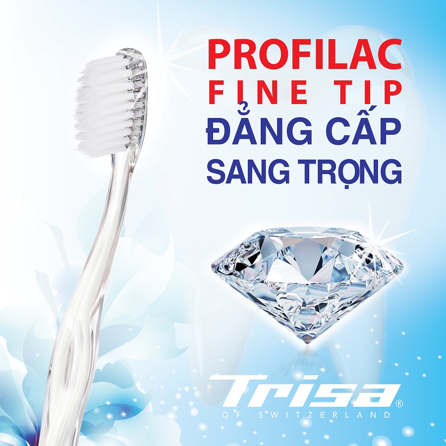 Bàn Chải Đánh Răng Lông Mềm Trisa Profilac Fine Tip Cước Lông Tơ Bàn Chải Siêu Mềm Chạm Đến Từng Kẽ Răng