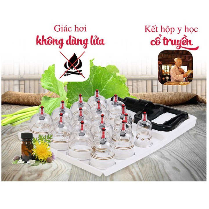 Bộ Giác Hơi Không Dùng Lửa Duy thành loại C - 15 Ly Hộp Giấy Tặng kèm dây tự giác