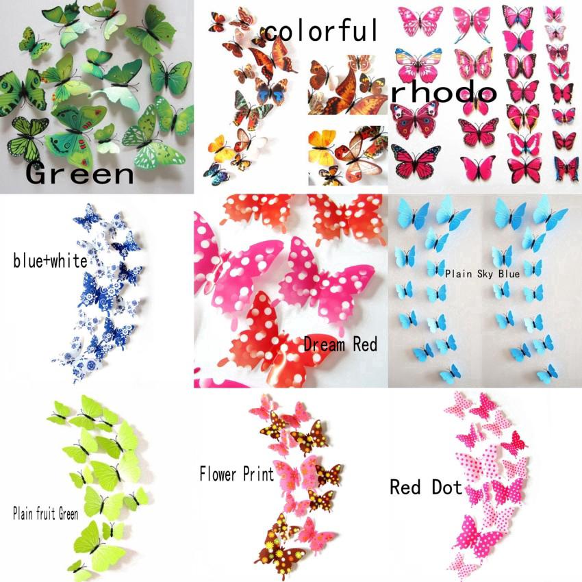 12 con bướm 3D dán tường để trang trí