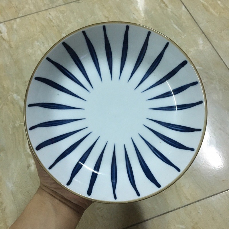 [12 size] Đĩa Sứ Hoạ Tiết Kẻ Trúc Cao Cấp