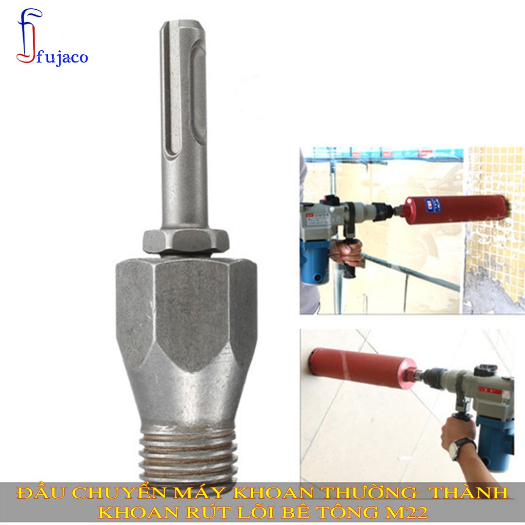 Mũi khoan bê tông phi 32 mm kèm đầu chuyển ren chuôi gài cho máy khoan bê tông - FUJACO