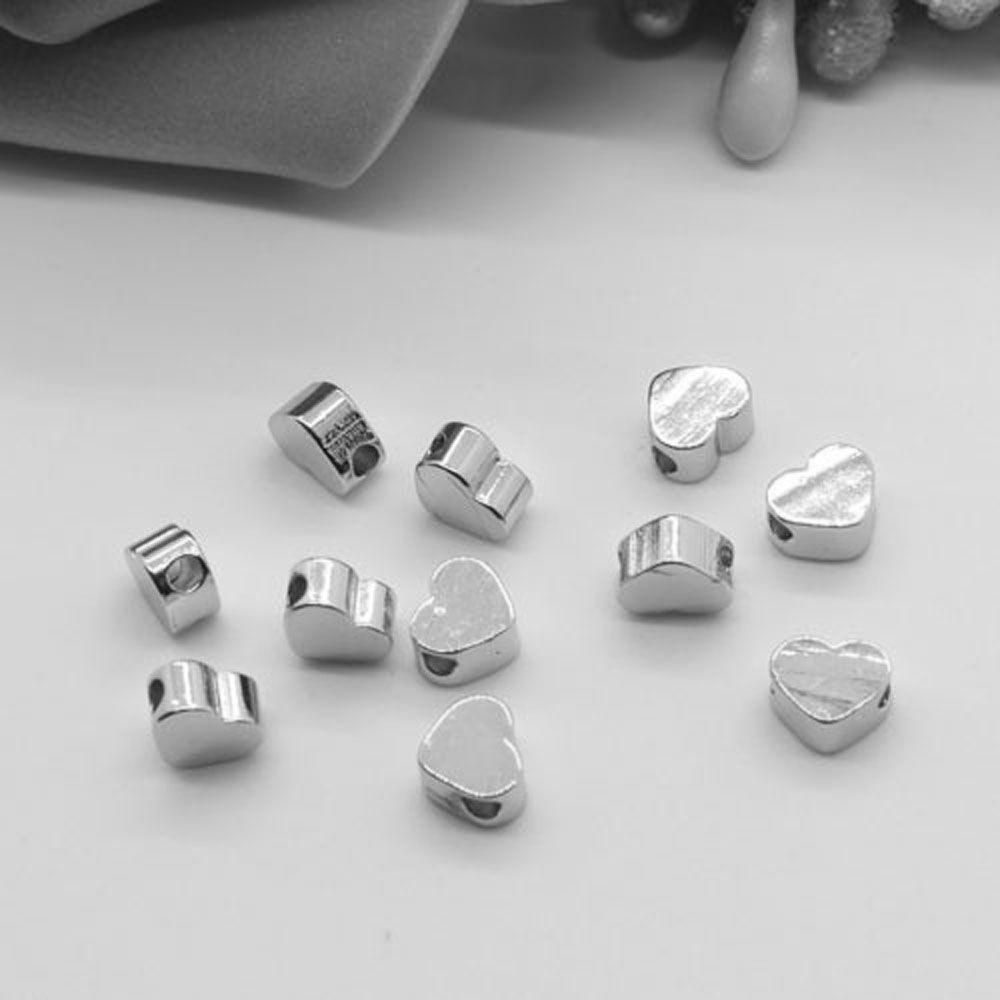 QQMALL Charms Set 20 Hạt Xâu Chuỗi Hình Trái Tim Nhiều Màu Sắc