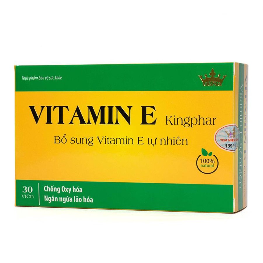 Vitamin E Kingphar – Hỗ trợ làm đẹp da, ngăn ngừa lão hóa 30 Viên
