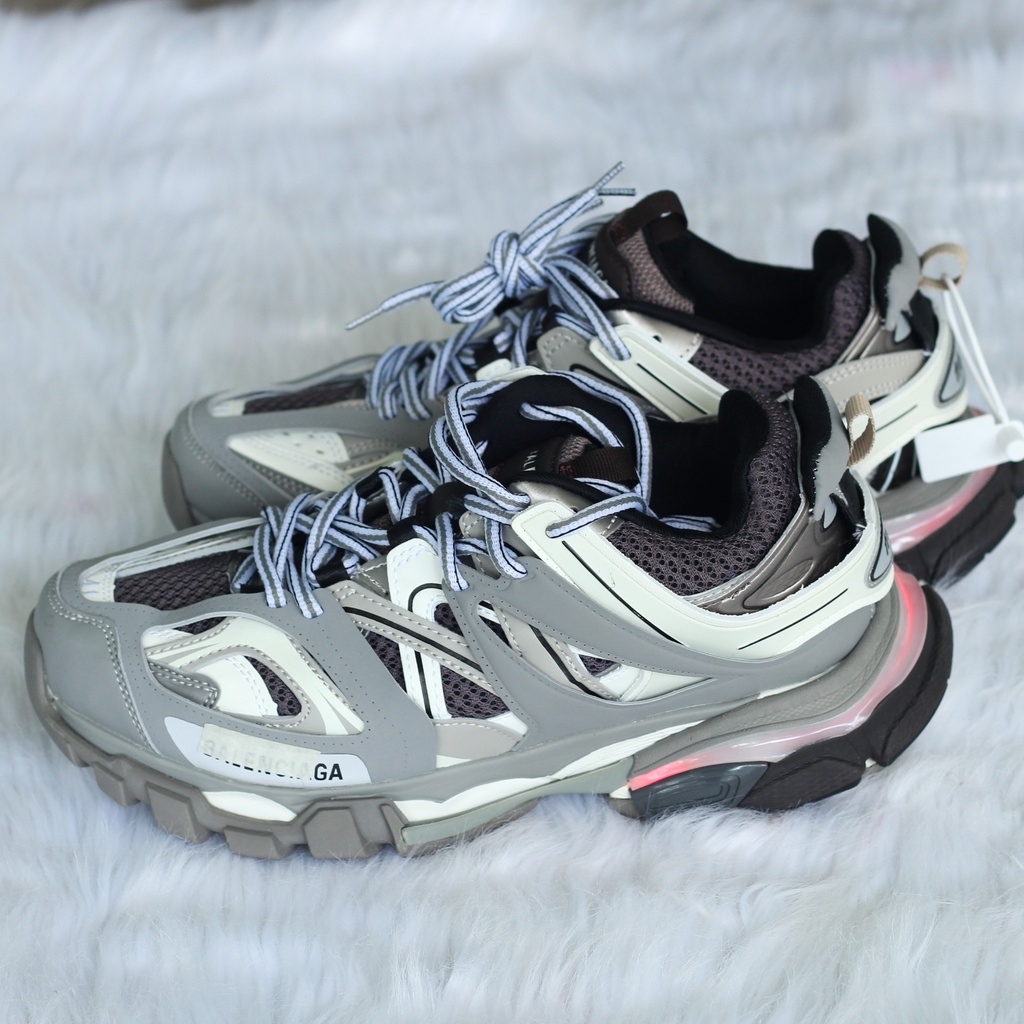 TRACK LED 7 MÀU ĐÈN, 2 CHẾ ĐỘ NHÁY ĐÈN, GIÀY THỂ THAO SNEAKER NAM NỮ BALENCIAGA MÀU XÁM