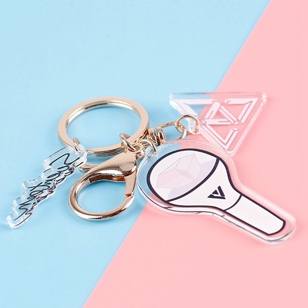 Móc chìa khóa hai mặt bằng acrylic trong suốt sáng tạo cho fan nhóm nhạc Kpop Bts Exo Twice