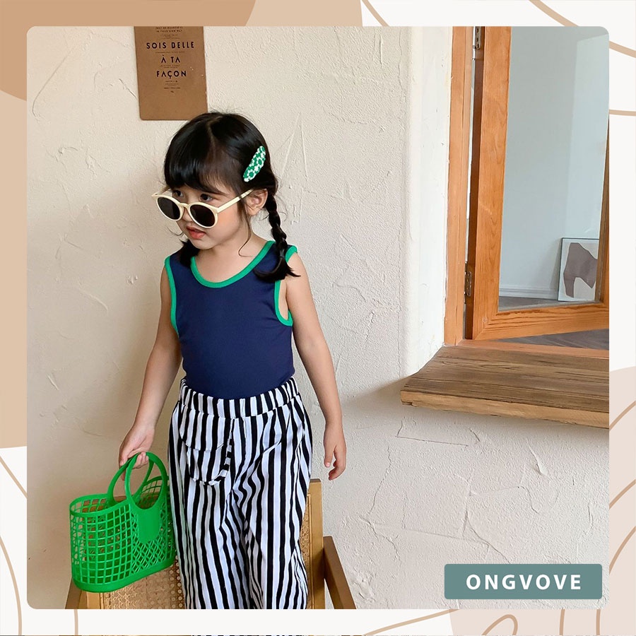 Áo hai dây bé gái Ongvove- cotton thoáng mát, khoét lưng sâu phong cách cho bé B08