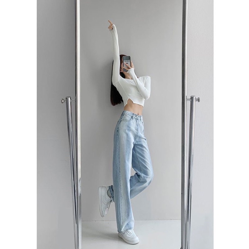 NEW ARRIVALS FREESHIP- QUẦN JEAN DÁNG RỘNG OMBRE LƯNG CAO CÁ TÍNH