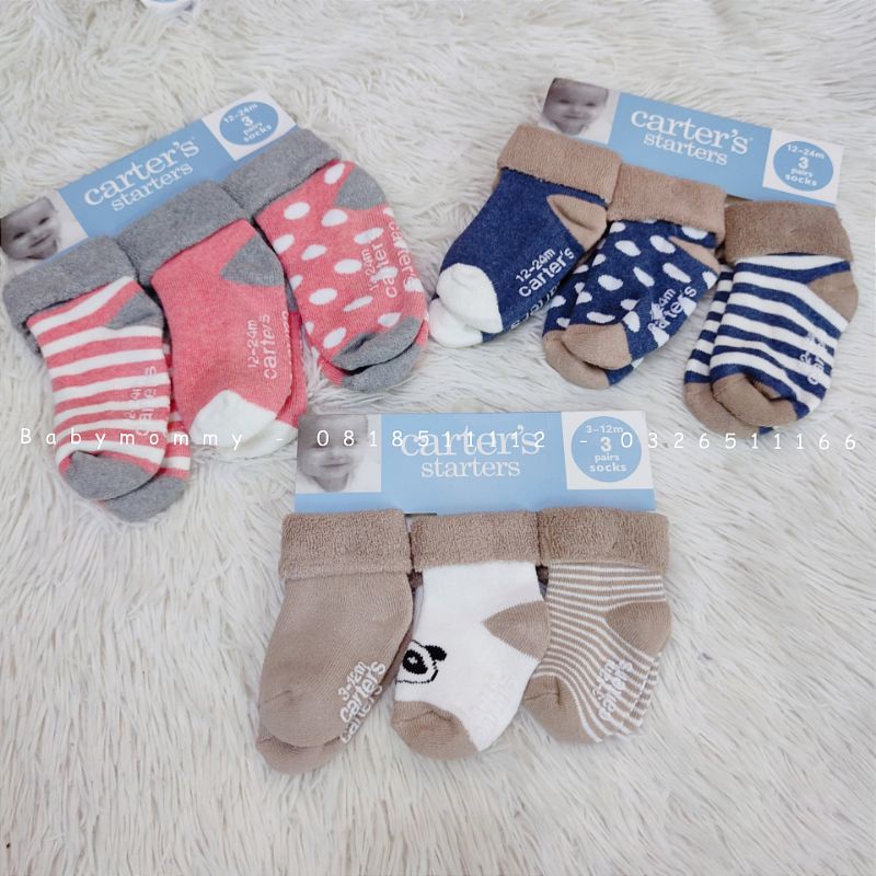 Set 3 đôi tất len xù chống trượt Carter's