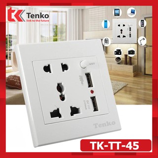 [Hót Hót Hót] Ổ Cắm Điện Tích Hợp 2 Cổng USB Sạc Siêu Nhanh Cao Cấp Chính Hãng Tenko TK-TT-45