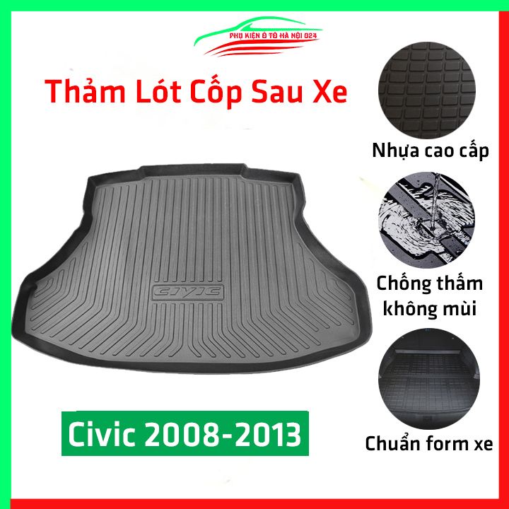 Thảm nhựa lót cốp Civic 2008-2013 nhựa dẻo dày dặn đàn hồi tốt