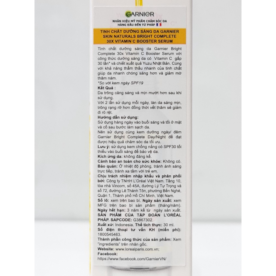 Bộ 4 Sản Phẩm Dưỡng Trắng Da Mờ Thâm Nám Garnier Light Complete Vitamin C