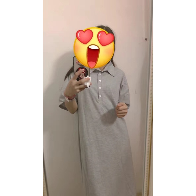 Váy suông polo trơn màu phối cúc ngực đơn giản Super Bigsize đến 150kg