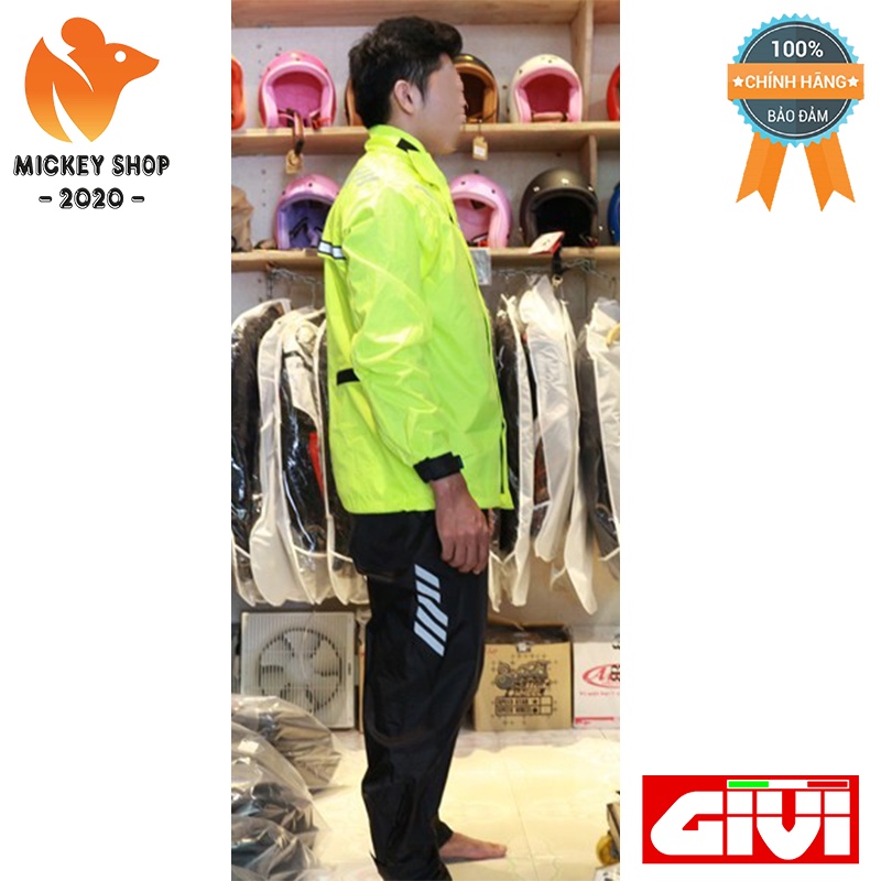 [ CHÍNH HÃNG ] ÁO MƯA BỘ GIVI CRS02 RAIN SUIT MÀU VÀNG NEON -  Nhẹ, chống thấm tốt