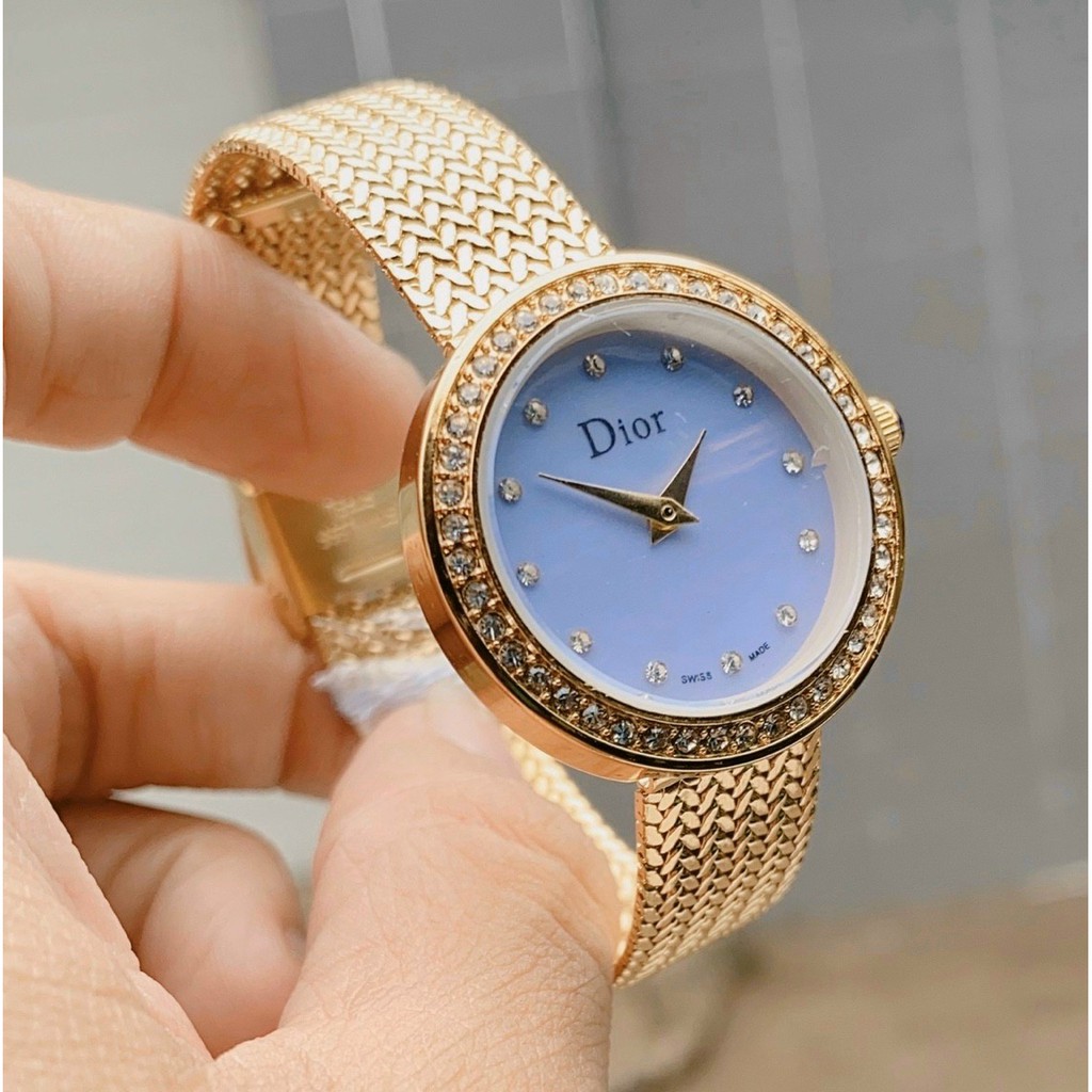 Đồng hồ nữ mặt tròn, đồng hồ đeo tay nữ dây kim loại DIOR dây đeo thời trang, cao cấp siêu rẻ
