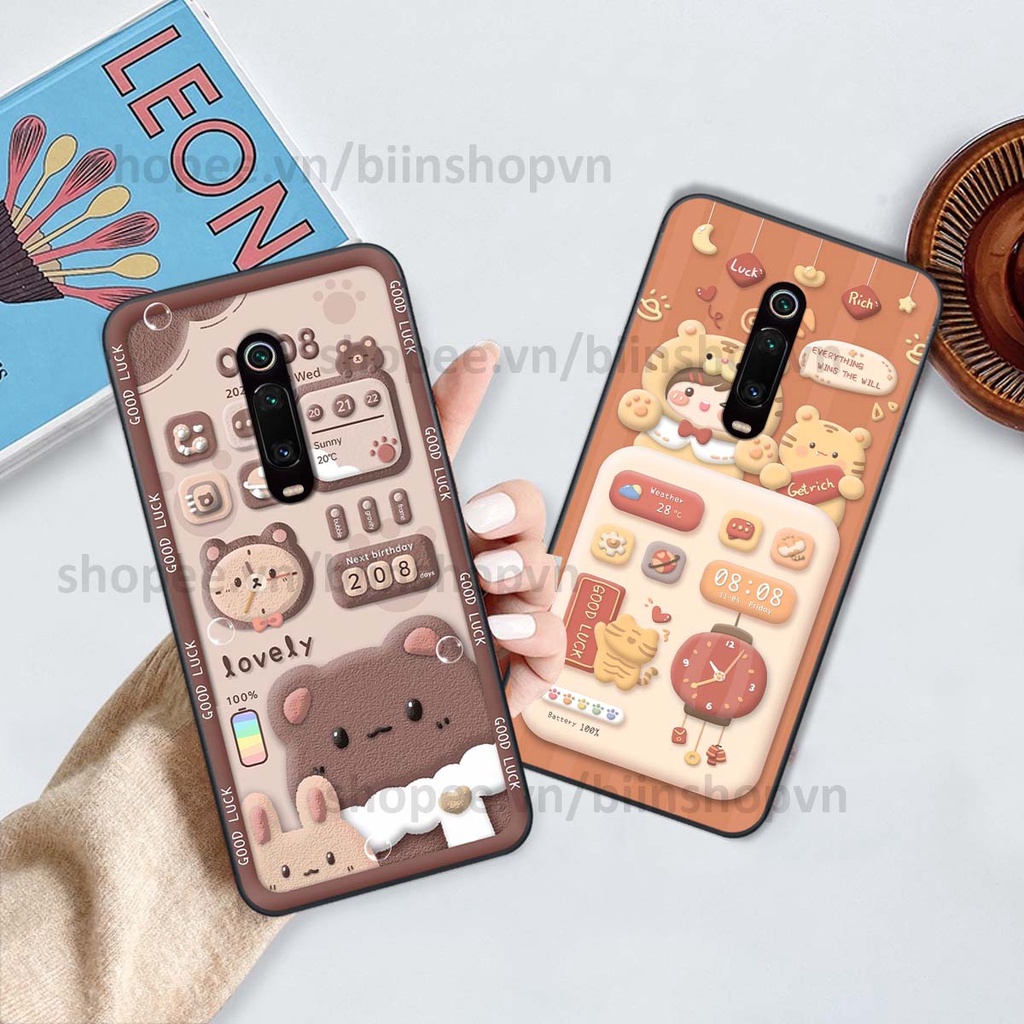 Ốp Xiaomi Redmi K20 / MI 9T in 3D icon gấu nổi siêu xinh, siêu đáng yêu, cá tính phong cách