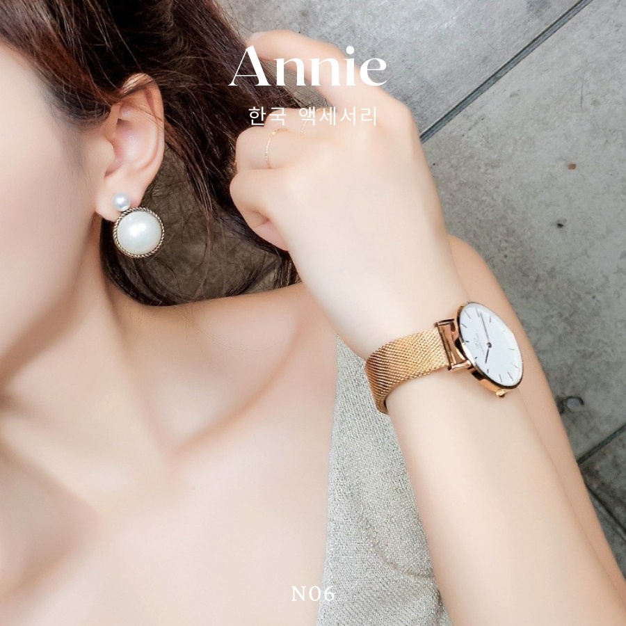 Bông tai ngọc trai nhân tạo phong cách retro cổ điển ANNIE - N06