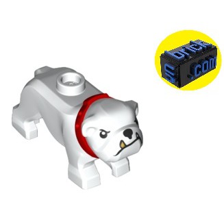 Nhân vật Lego Animal Chó Bulldog trắng với vòng cổ đỏ