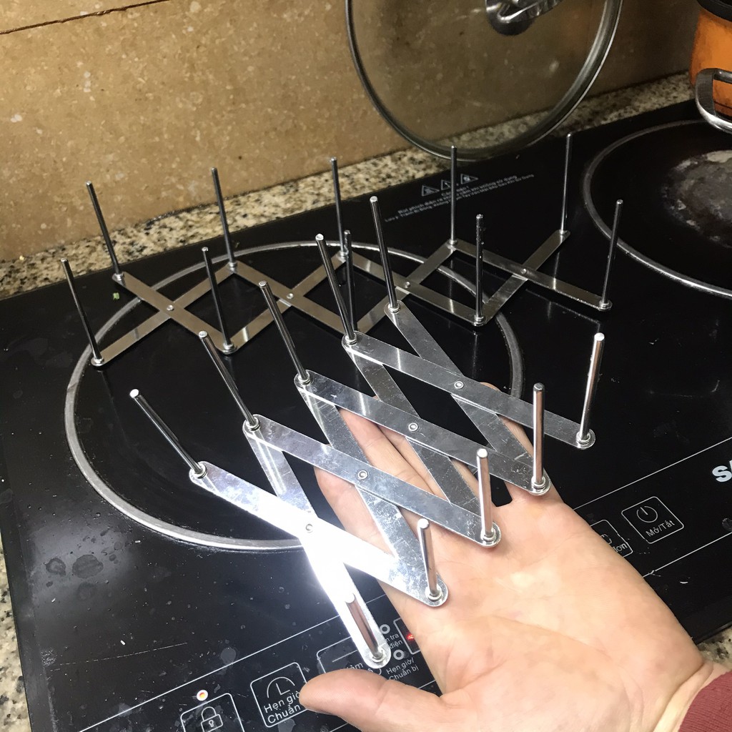 Giá đỡ úp vung nắp nồi - Khay để đĩa, thìa, muỗng bằng inox