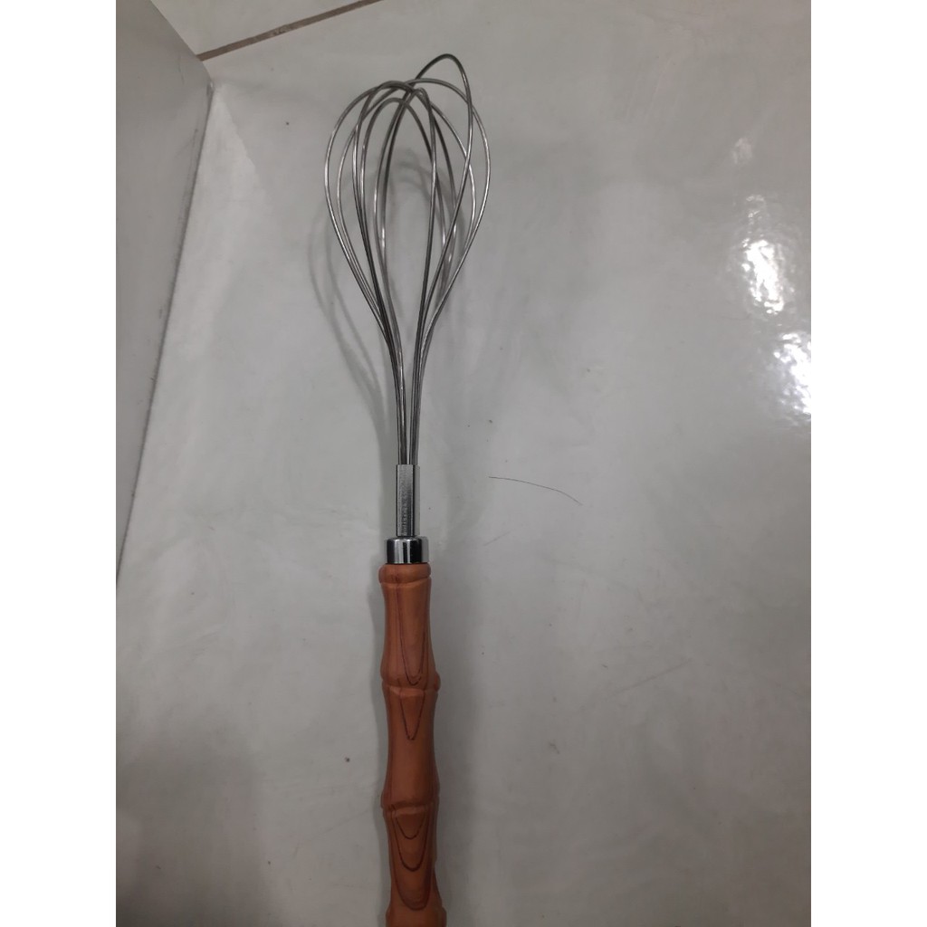 Cây đánh trứng inox cán trúc size 24cm