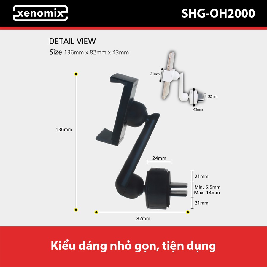 [Mã BMBAU50 giảm 10% đơn 99k] Giá Đỡ Điện Thoại Gắn Khe Ổ CD XENOMIX SHGOH2000 Nhập Khẩu Chính Hãng