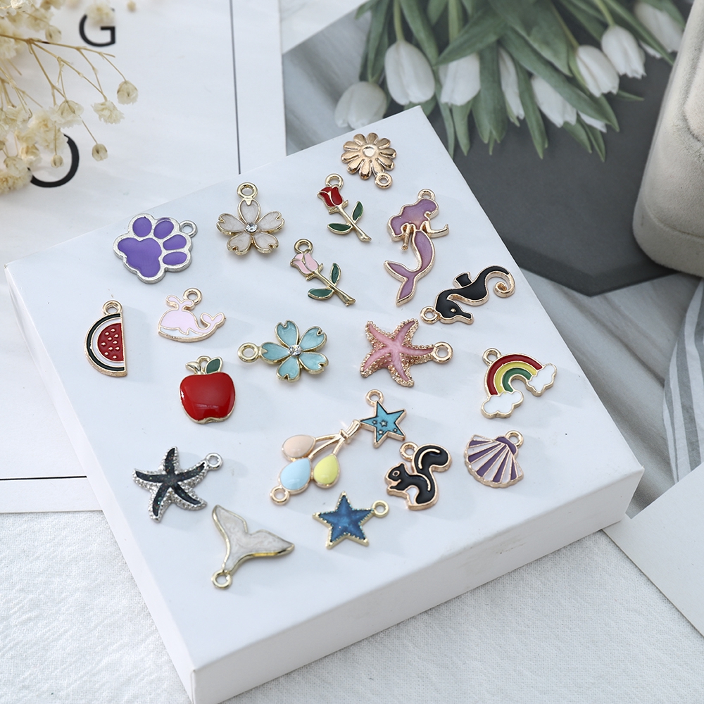 Set 20 mặt dây chuyền tráng men họa tiết ngẫu nhiên