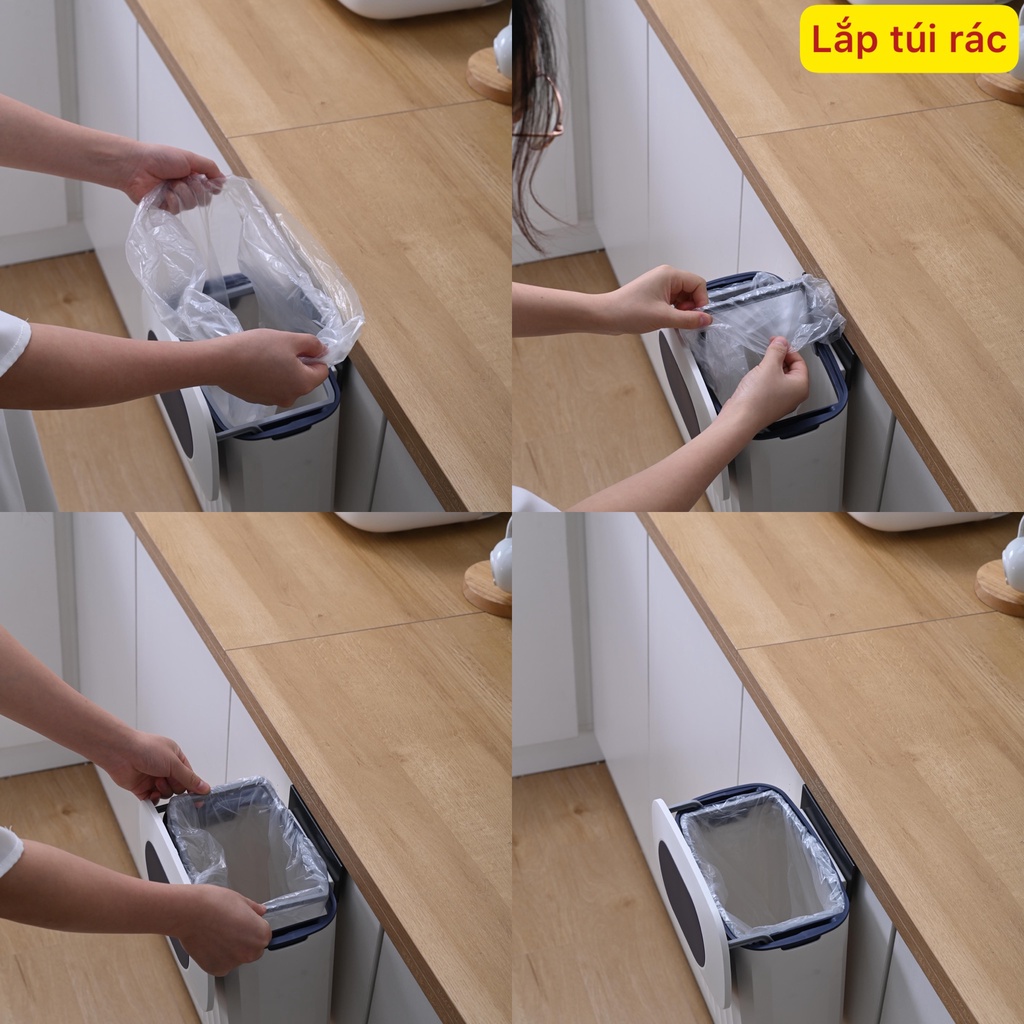 Thùng rác thông minh treo tủ bếp, thùng rác treo tường nhà vệ sinh inox 304 cao cấp tinh tế sang trọng ASSEL
