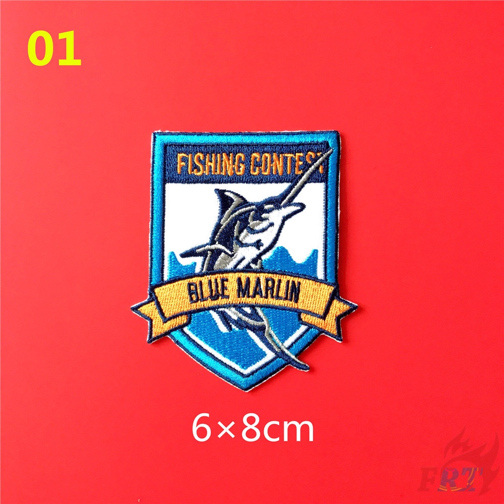 Miếng dán ủi thêu họa tiết Blue Marlin dùng trong may vá DIY