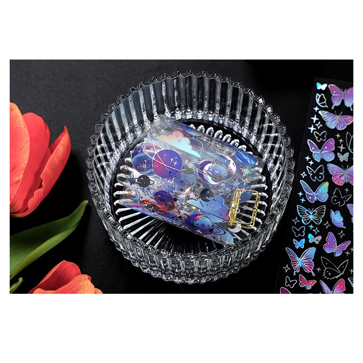 Hình dán trang trí nhật ký họa tiết đa dạng màu galaxy ấn tượng