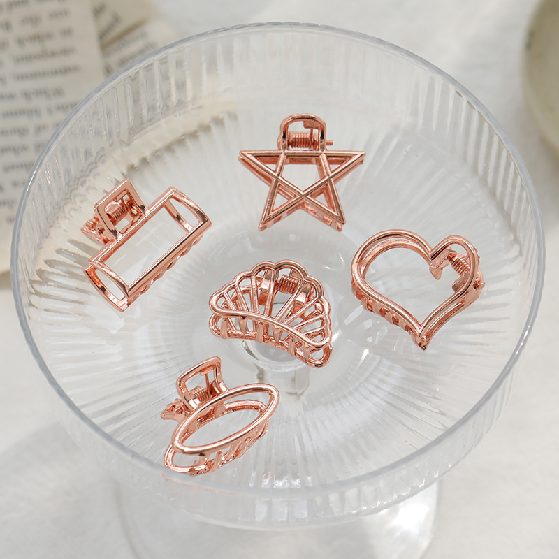 Kẹp Tóc Hợp Kim Màu Vàng Hồng Hình Bông Hoa / Vỏ Sò Xinh Xắn Phong Cách Hàn Quốc