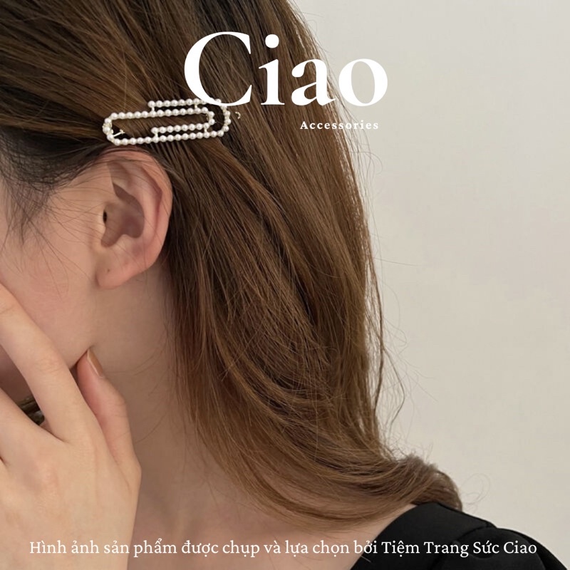 [BEAUTY] Kẹp tóc kim loại nhỏ thiết kế đính hạt ngọc đơn giản xinh xắn phong cách nữ tính Livi Ciao