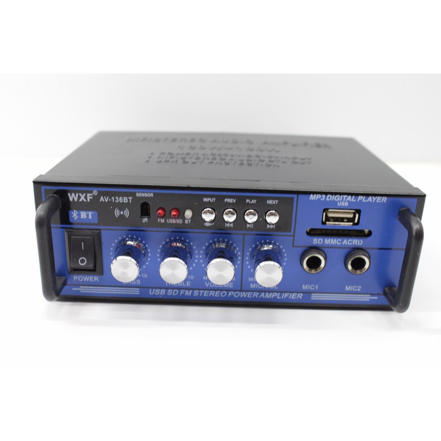 Ampli LDZS AV-136 12V/220V bluetooth KARAOKE 300W x 300W