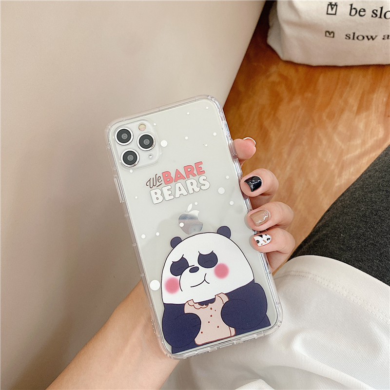 The cute snowflake bare bear is suitable for mobile phone case SAMSUNG S9 Plus all-inclusive soft case S10 S10plus S20plus S20 S20ultra S20fe S21/S30 S21Plus S21 transparent shockproof mobile phone soft TPU mobile phone case