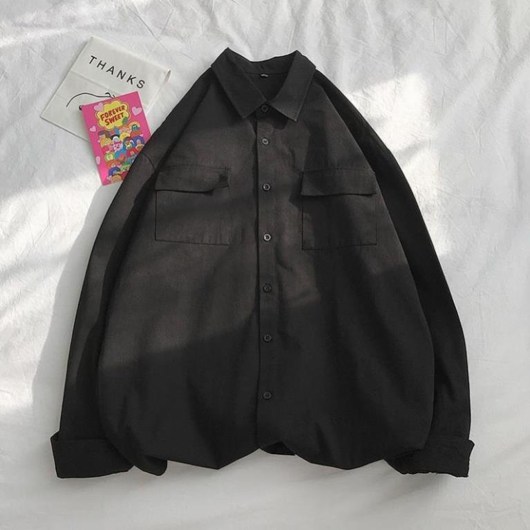 Áo sơ mi Nam Cổ gấp Basic Streetwear Nelly Cotton Oversize Giá Rẻ .