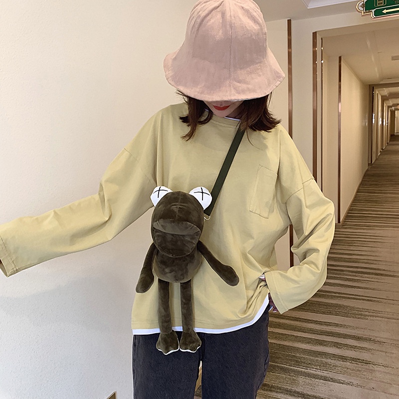 Túi Đeo Chéo Hình Chú Ếch Nhồi Bông Dễ Thương Cho Nữ