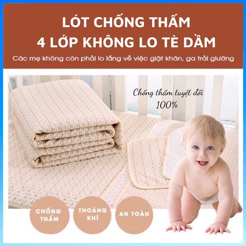 Lót chống thấm cho bé ORGANIC 80 x100cm, 60x100cm, 50x70cm, 30x45cm 100% COTTON HỮU CƠ TỰ NHIÊN