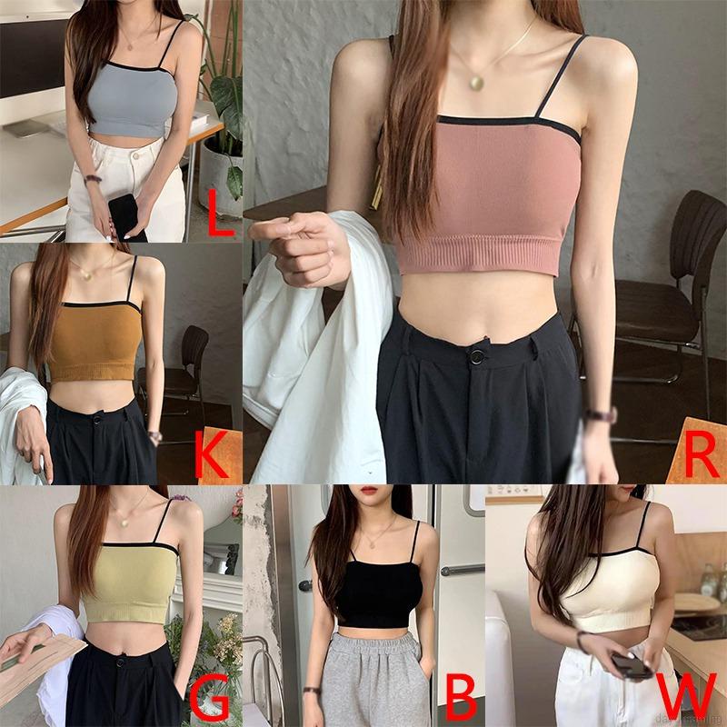 Áo Lót Thể Thao Phối Màu Tương Phản Có Đệm Ngực Kiểu Hàn Quốc Cho Nữ