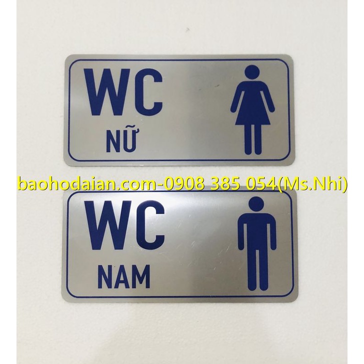 Biển chỉ dẫn nhà vệ sinh nam nữ chất liệu inox sang trọng, KT10x20cm