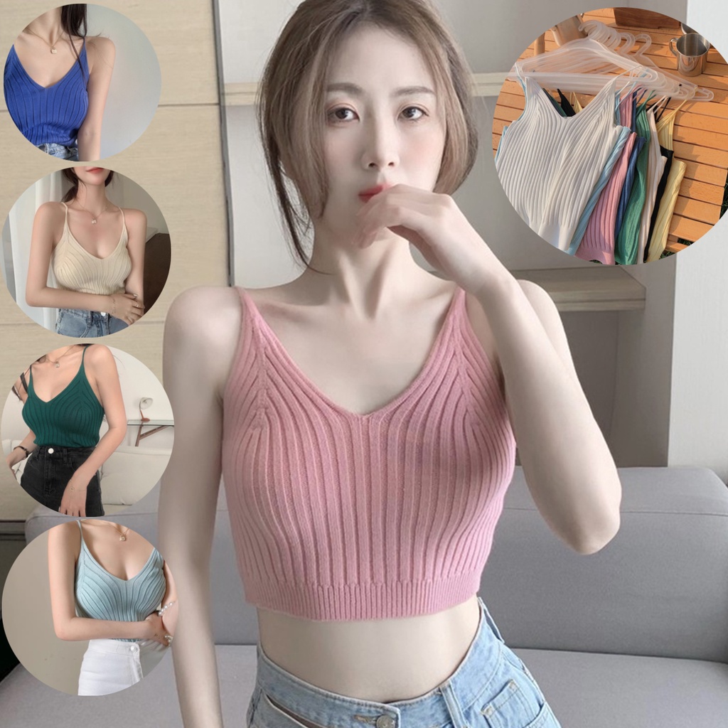 Áo croptop hai dây màu trơn gợi cảm cho nữ