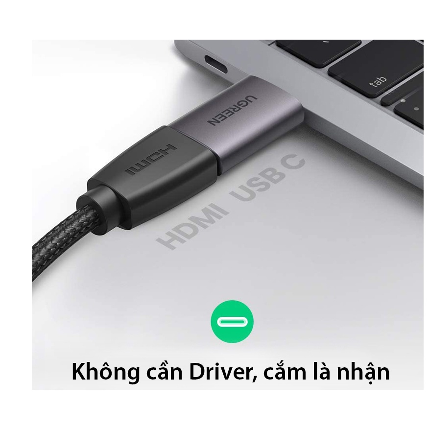 Đầu đổi USB-C to HDMI 2.0 Ugreen 70450 (4K@60Hz) Vỏ Nhôm