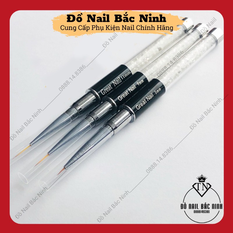 Cọ Nét Cán Đá Vẽ Móng Cao Cấp Nét Siêu Mảnh 3 Size 5mm, 9mm, 11mm