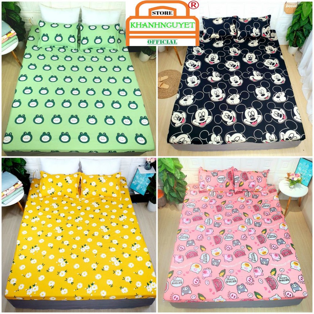 Bộ ga giường cotton poly 3 món nhiều mẫu lựa chọn 1m6 1m8