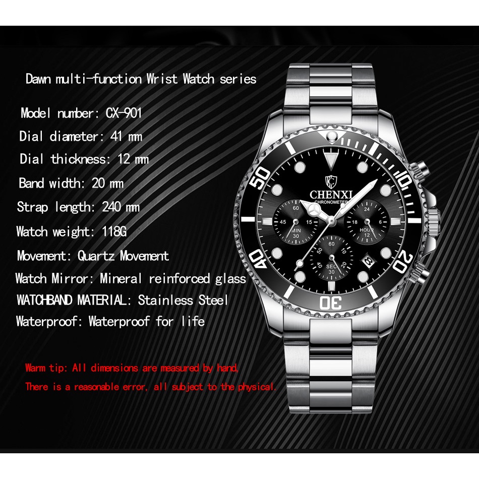 Đồng Hồ Đeo Tay Chexi Chống Thấm Nước Phong Cách Doanh Nhân Sang Trọng Cho Nam