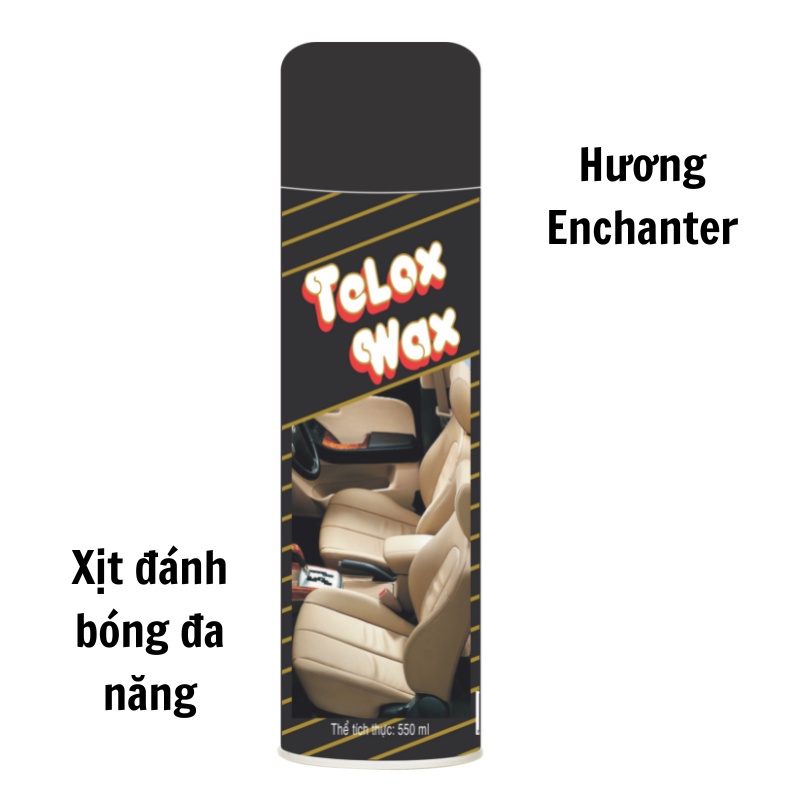 Xịt đánh bóng đa năng,đánh bóng đồ da,đồ nhựa,nội thất ô tô Telox Wax- hương nước hoa Enchanter-550ml